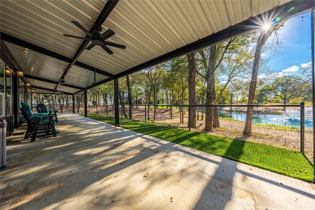 view of patio / terrace featuring ceiling fan