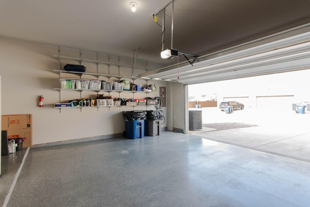 garage with a garage door opener