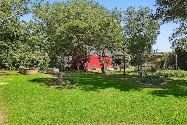 1806 Duck Creek Rd, Sanger, TX 76266 - view of yard featuring an outdoor structure, fence, and a barn