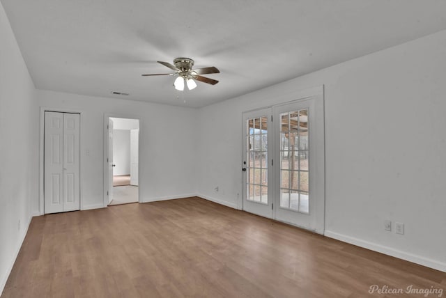 10553 White Oak Dr, Keithville, LA 71047 - spare room featuring ceiling fan and light hardwood / wood-style floors