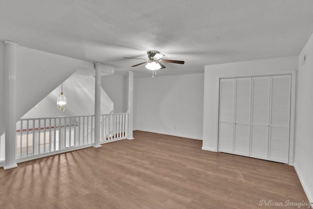 10553 White Oak Dr, Keithville, LA 71047 - additional living space with ceiling fan and light wood-type flooring