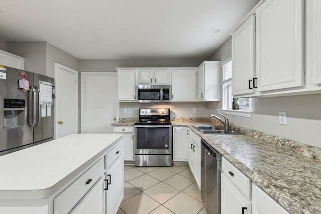 kitchen with white cabinetry, appliances with stainless steel finishes, and sink