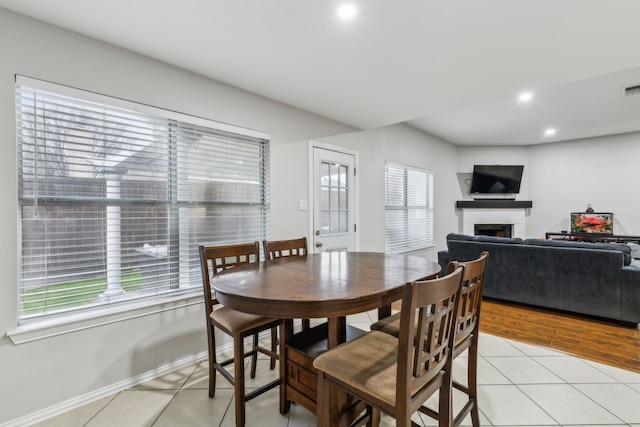 view of tiled dining space