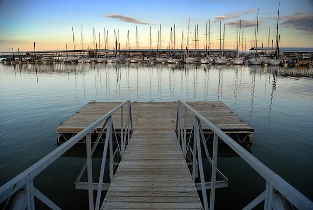 dock area with a water view