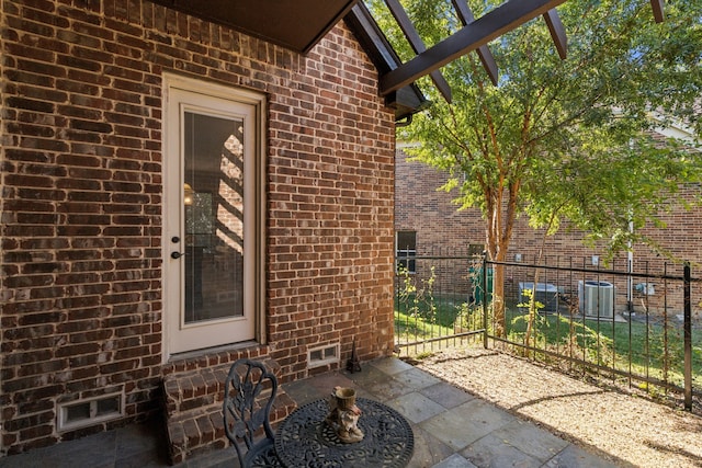 view of patio featuring a pergola and central air condition unit