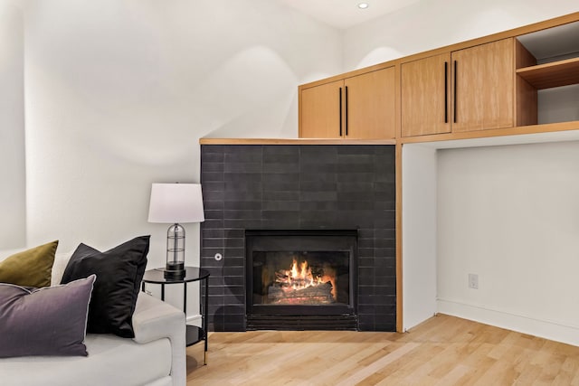 living room featuring light wood-type flooring