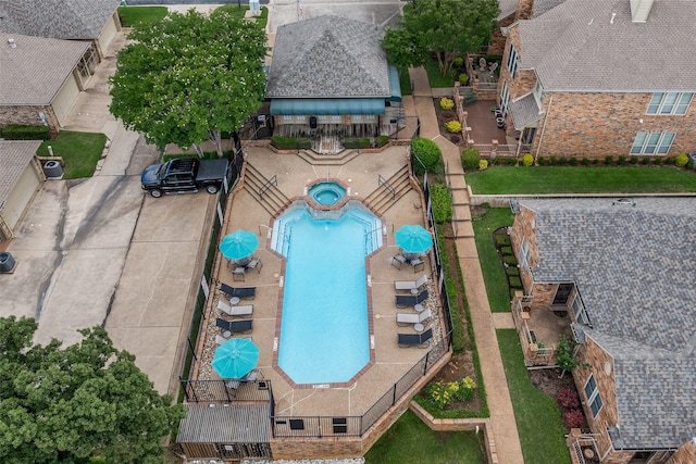 1230 Wooded Trl, Hurst, TX 76053 - view from above of property with a pool