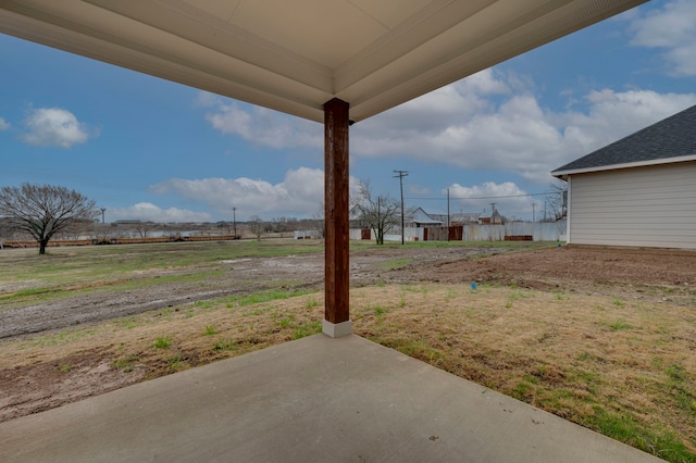 view of yard with a patio area