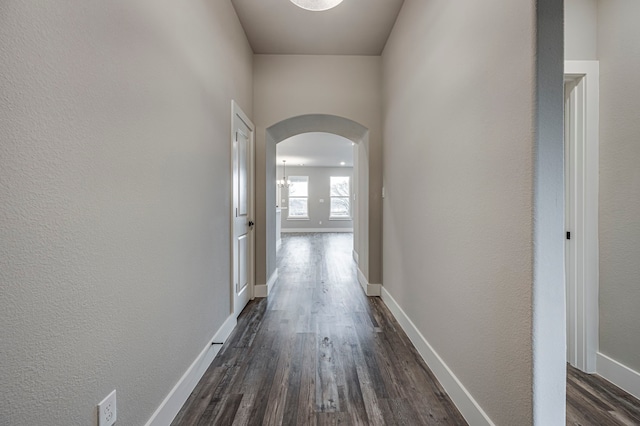 corridor featuring dark hardwood / wood-style floors