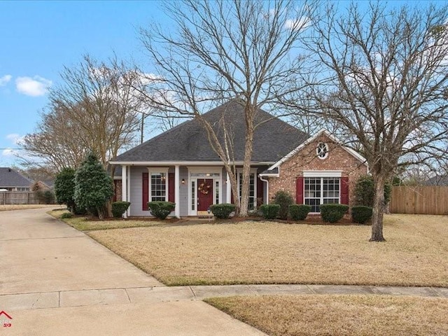 view of front of home with a front yard