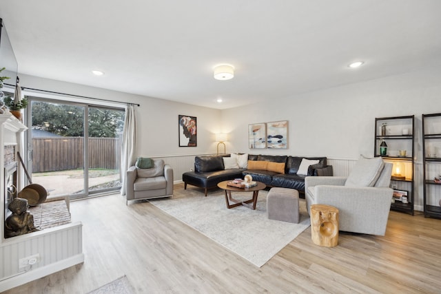 living room featuring light wood-type flooring