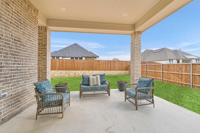 view of patio featuring an outdoor living space