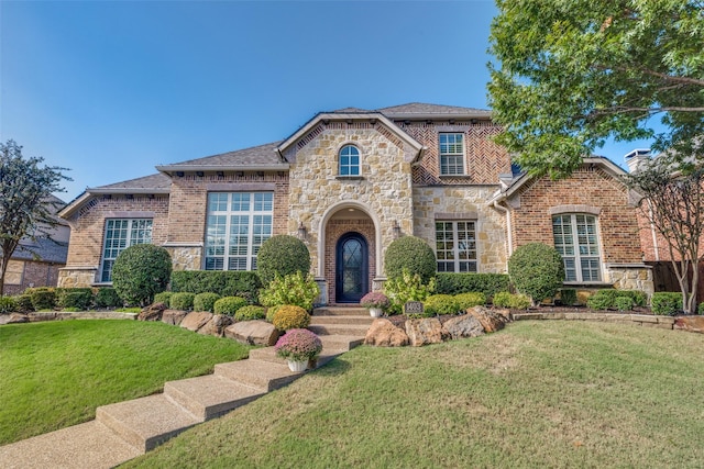 view of front of house with a front lawn