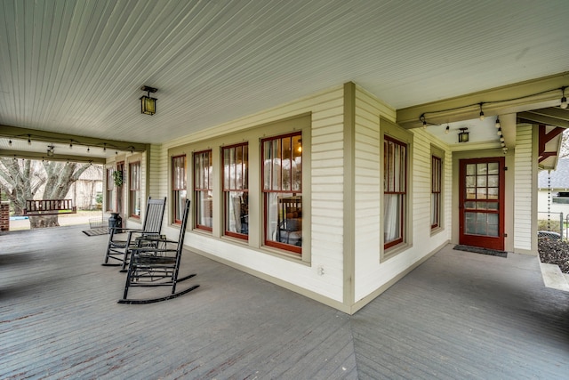 deck with a porch