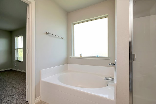 bathroom with plus walk in shower