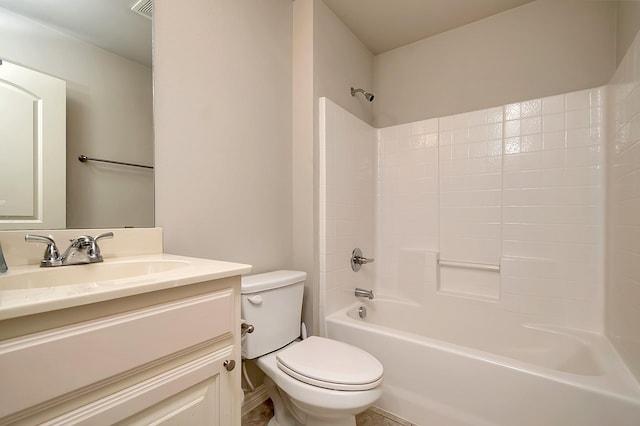 full bathroom featuring vanity, toilet, and shower / bath combination