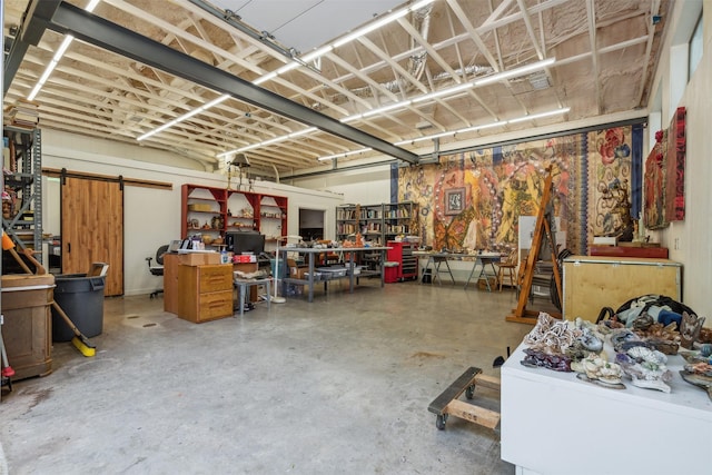 garage featuring a workshop area