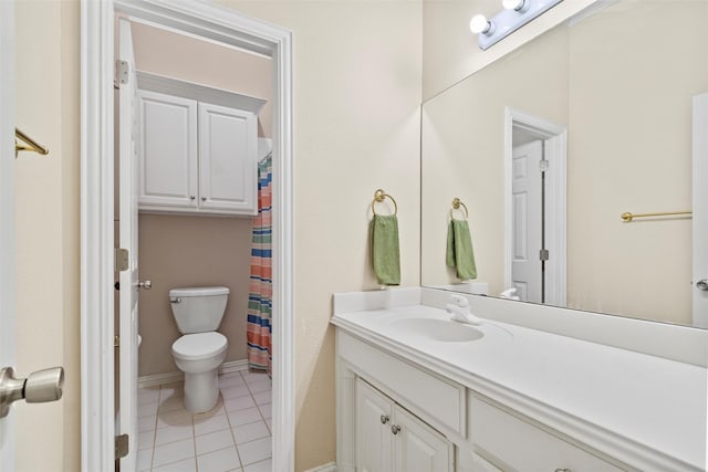 bathroom featuring tile patterned flooring, vanity, and toilet