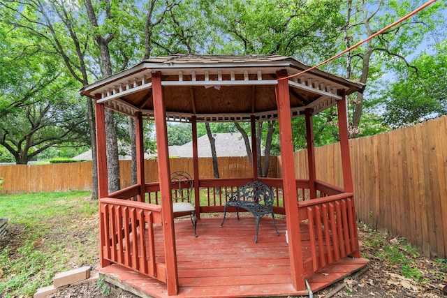 deck featuring a gazebo