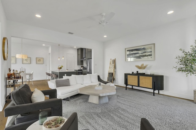2125 Bird St, Fort Worth, TX 76111 - living area featuring recessed lighting and ceiling fan