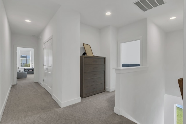 2125 Bird St, Fort Worth, TX 76111 - hallway featuring light carpet and recessed lighting