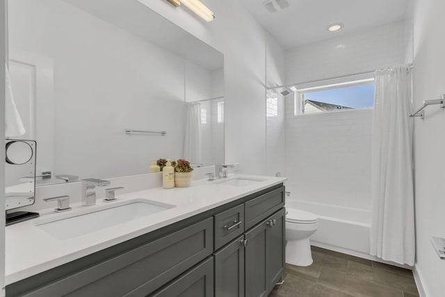 2125 Bird St, Fort Worth, TX 76111 - full bathroom with shower / bathtub combination with curtain and double vanity