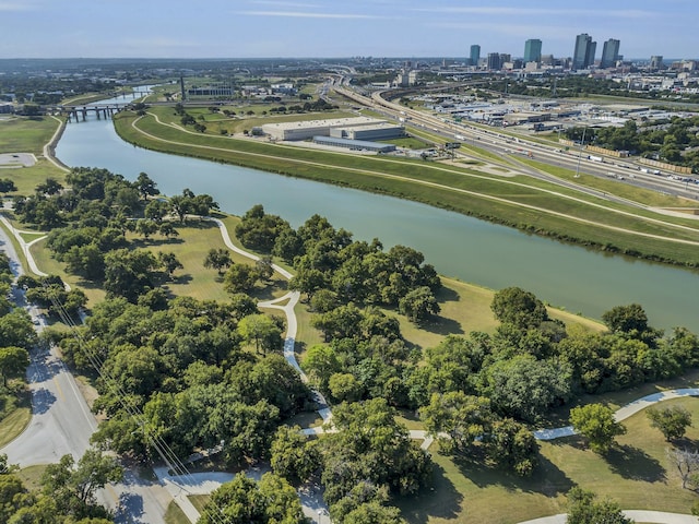 2125 Bird St, Fort Worth, TX 76111 - aerial view of property's location with a large body of water and city skyline