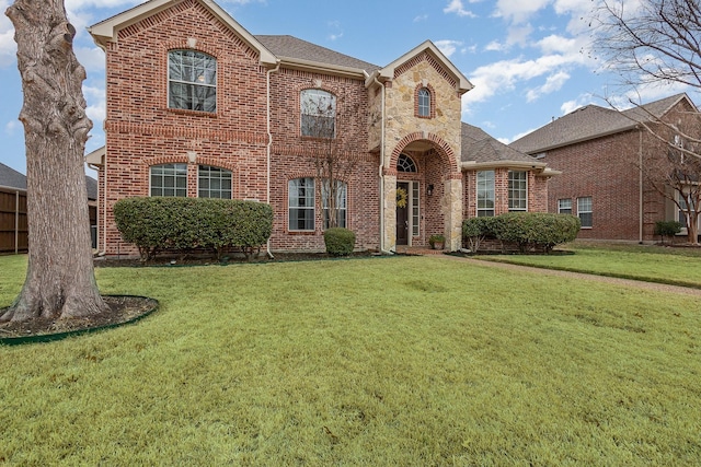 view of front of property with a front lawn