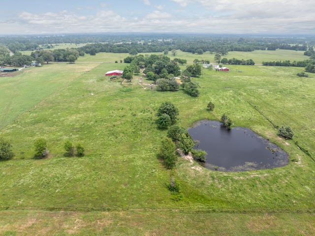 aerial view featuring a water view and a rural view