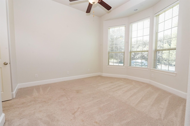 3019 Haywick, The Colony, TX 75056 - unfurnished room featuring carpet, ceiling fan, baseboards, and vaulted ceiling