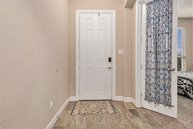 entryway with hardwood / wood-style floors