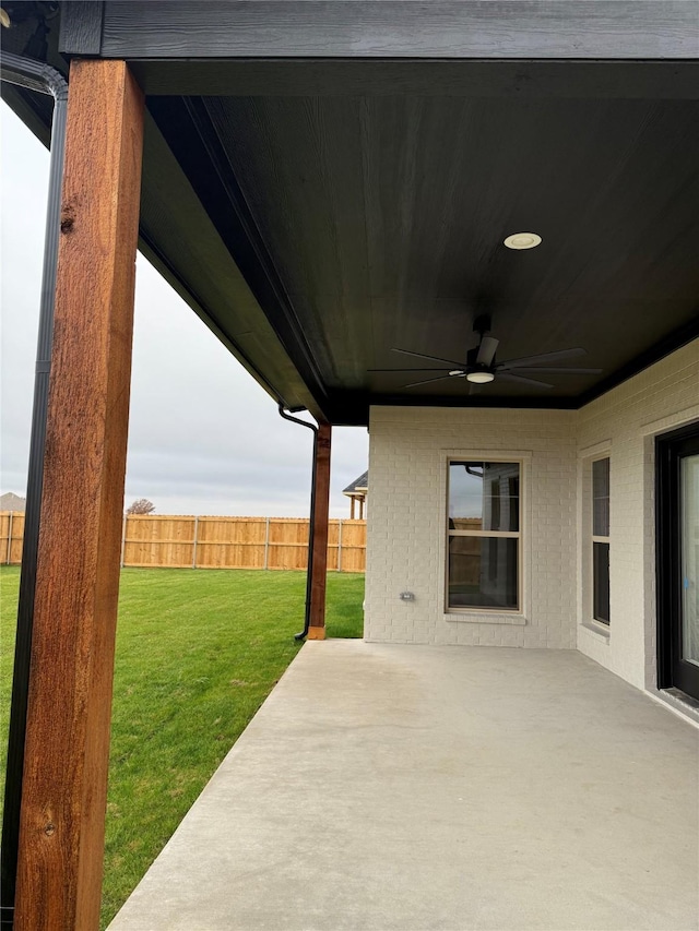 view of patio with ceiling fan