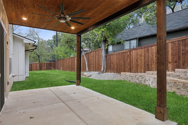 view of patio / terrace with ceiling fan