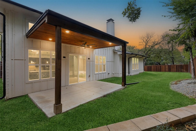 exterior space with a patio area and ceiling fan