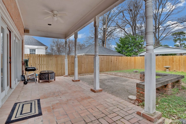 view of patio with ceiling fan