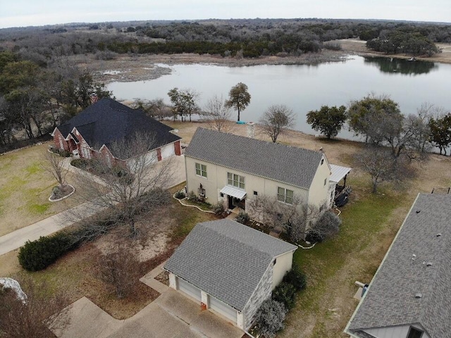 bird's eye view featuring a water view