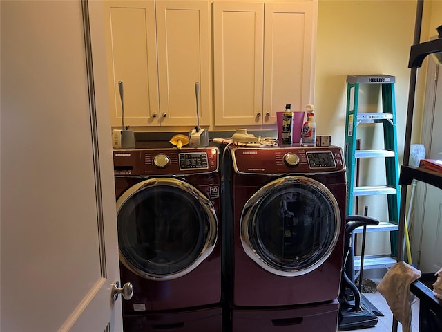 1434 Lakeside Trl, Whitney, TX 76692 - washroom with washing machine and dryer and cabinets