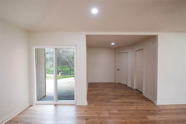 doorway featuring light wood-type flooring