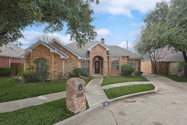 view of front facade with a front yard