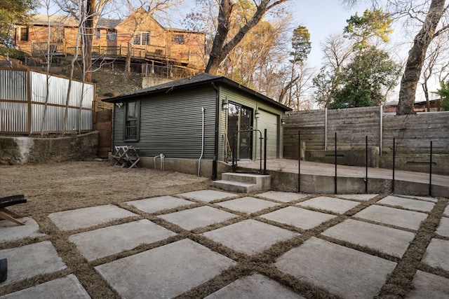 exterior space with an outbuilding