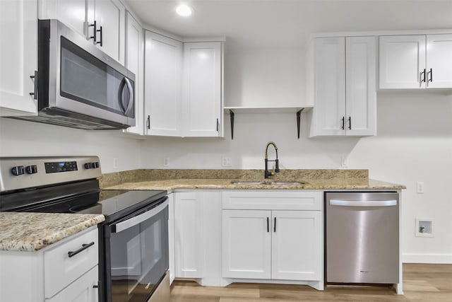 kitchen featuring white cabinetry, sink, and stainless steel appliances