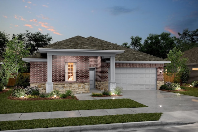 view of front of house with a garage