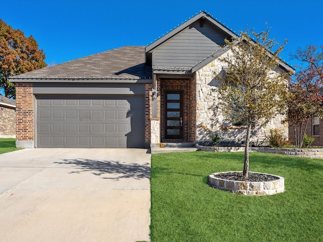 2019 Atlantic Ave, Anna, TX 75409 - ranch-style house featuring a garage, concrete driveway, central AC, and a front lawn