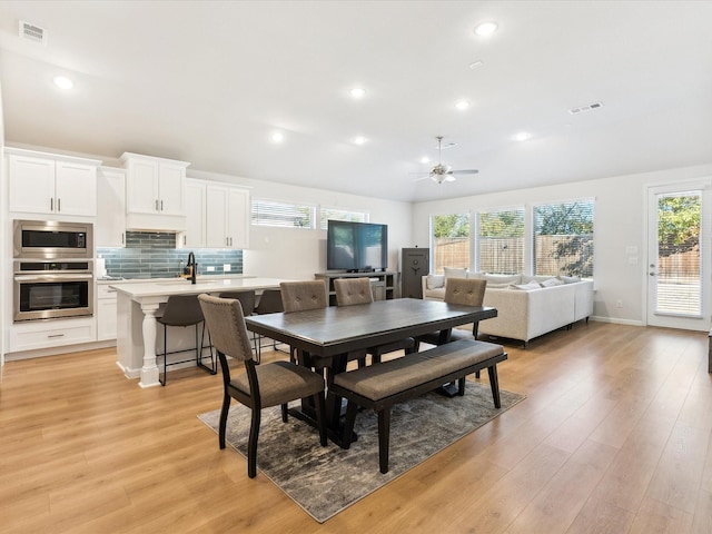 2019 Atlantic Ave, Anna, TX 75409 - dining area featuring a ceiling fan, visible vents, and light wood finished floors