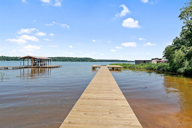 dock area featuring a water view