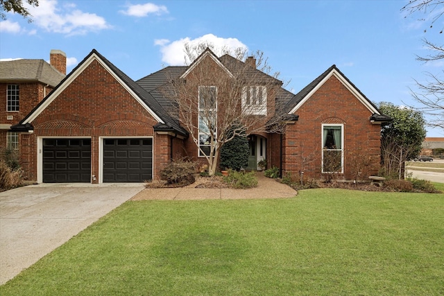 front of property featuring a garage and a front lawn