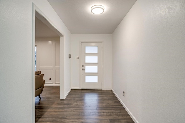 foyer featuring dark hardwood / wood-style floors