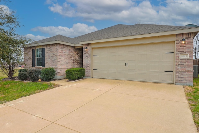 single story home with a garage