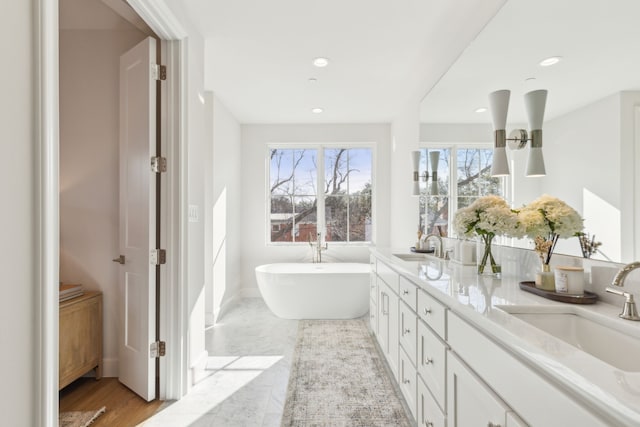 bathroom featuring vanity and a bathing tub