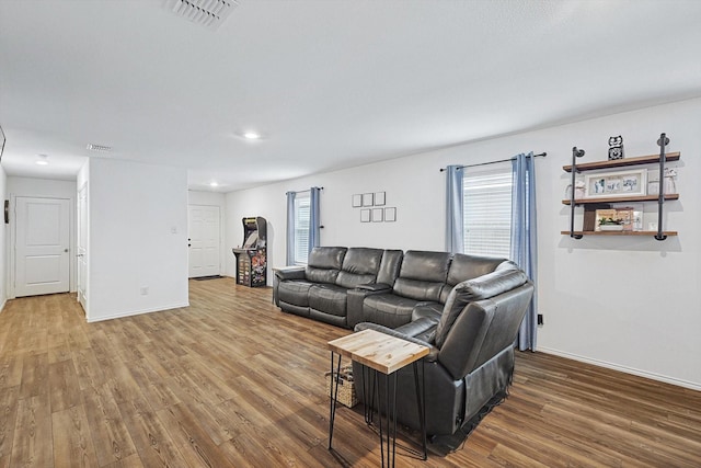 living room featuring hardwood / wood-style flooring